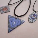 ‘Seconds Sunday’ Selection of Three Enamelled Pendants