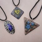 ‘Seconds Sunday’ Selection of Three Enamelled Pendants