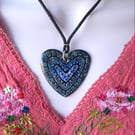 Large Enamelled Heart - Graffiti Pendant