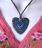 Large Enamelled Stainless Steel Heart Pendant (with colourful hand-drawn design) - Image 1