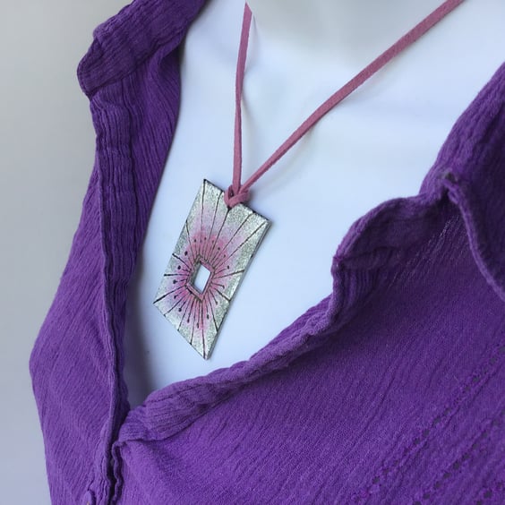  Enamelled Rectangular Pendant - Square View