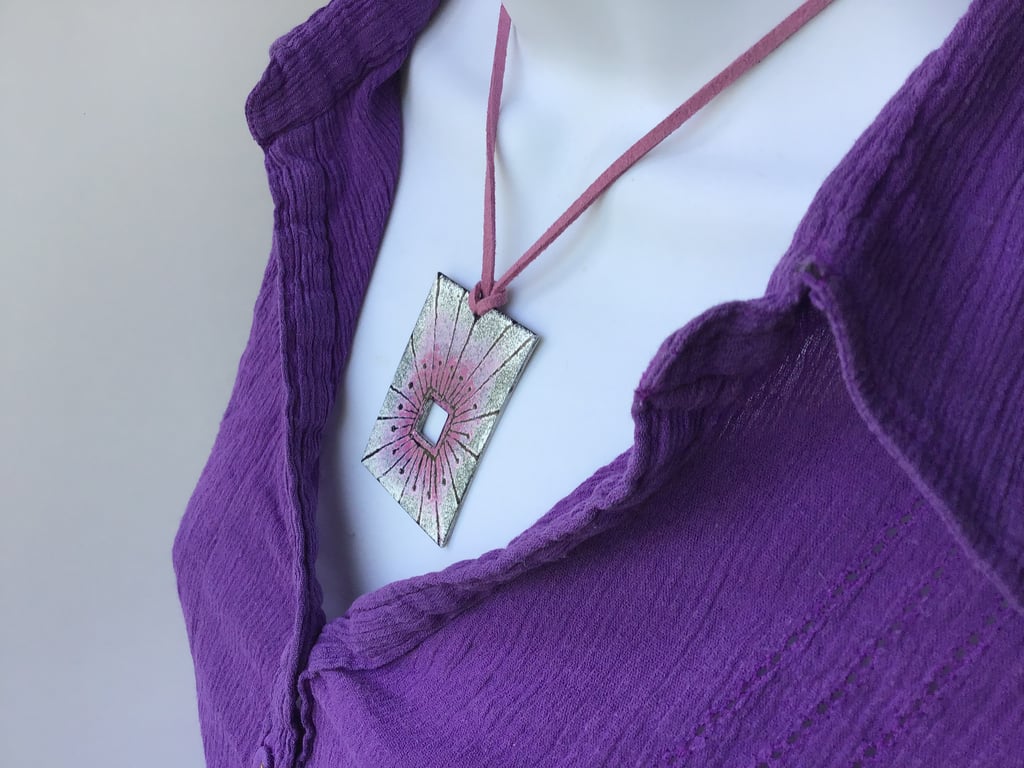  Enamelled Rectangular Pendant - Square View