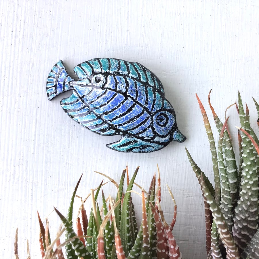 Large Exotic Fish Brooch - Long