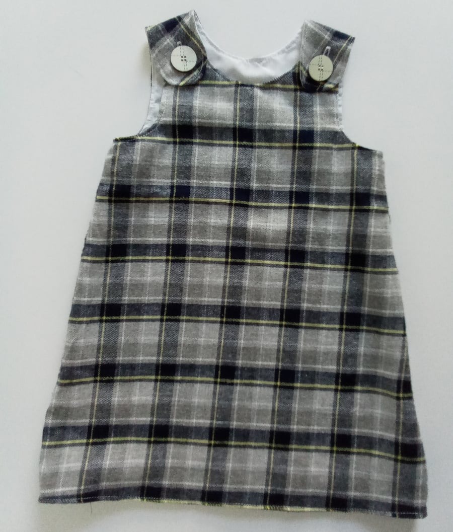 Dress, Age 2 years, Tartan,  winter dress, Grey Tartan, A line dress, pinafore 