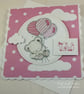 Handmade new baby girl card - teddy with balloons - Image 4