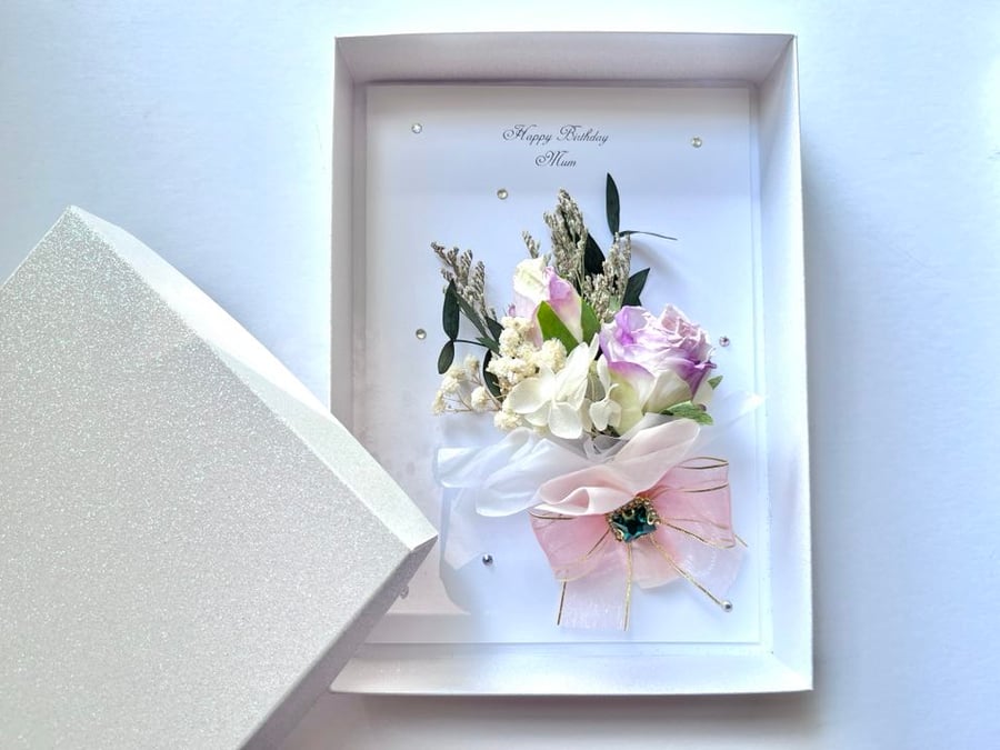 Luxury Handmade Personalised Birthday Card, Dried Flower Birthday Card C635