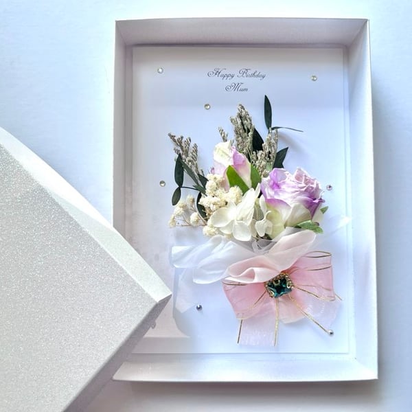 Luxury Handmade Personalised Birthday Card, Dried Flower Birthday Card C635