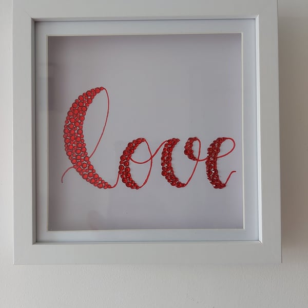 LOVE PICTURE Beautiful Hand Sparkled Love Picture, Love, Red, approx 20x20cm