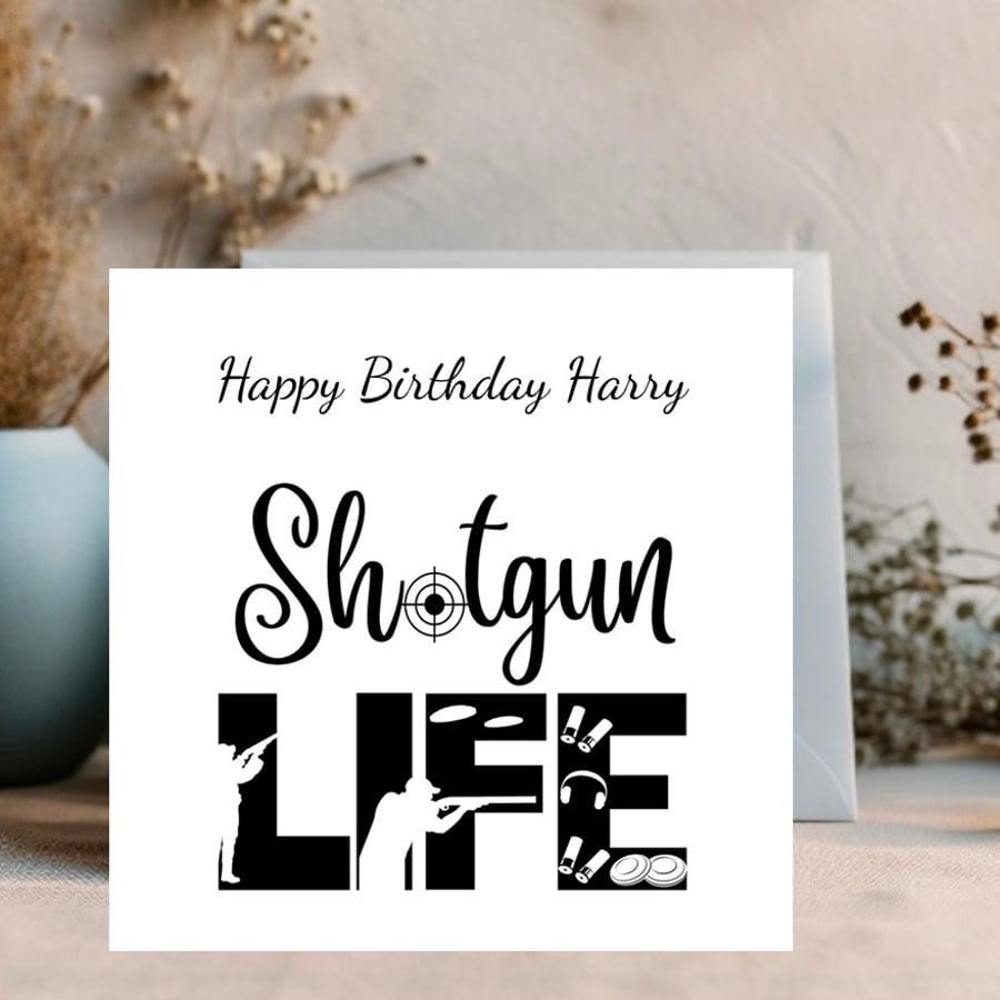 Shot Gun Life - Clay Pigeon themed greetings card - can be personalised