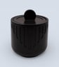 Satin Black Round Jewellery Box with Lid Modern Geometric Trinket Pot