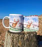 Sussex Deer snow on the downs Mug Coaster set from an original watercolour print - Image 1