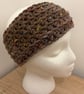 Ladies Crochet Ear Warmer Winter Warm Light Brown Flecked
