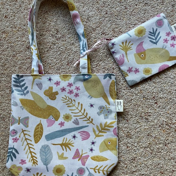 Toucan Tote Bag & Purse set, Handmade in the UK
