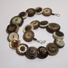 Coffee and Cream button necklace