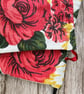 1950s Floral 'Carnations & Roses' Vintage Barkcloth Drawstring Bag, Wine Ribbon - Image 4