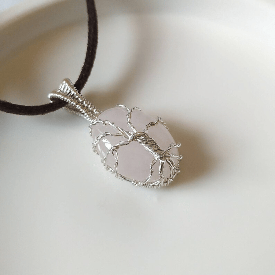 Tree of Life Rosequartz Pendant