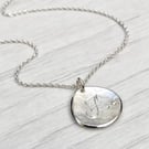 Handmade solid silver 16mm diamond petal charm pendant on a trace chain