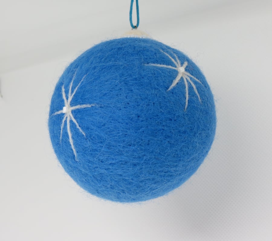 Seconds- Needle Felted Christmas Decoration-Blue Star