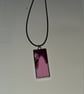 Handmade resin red and pink rectangular pendant on  black waxed cord - Image 1
