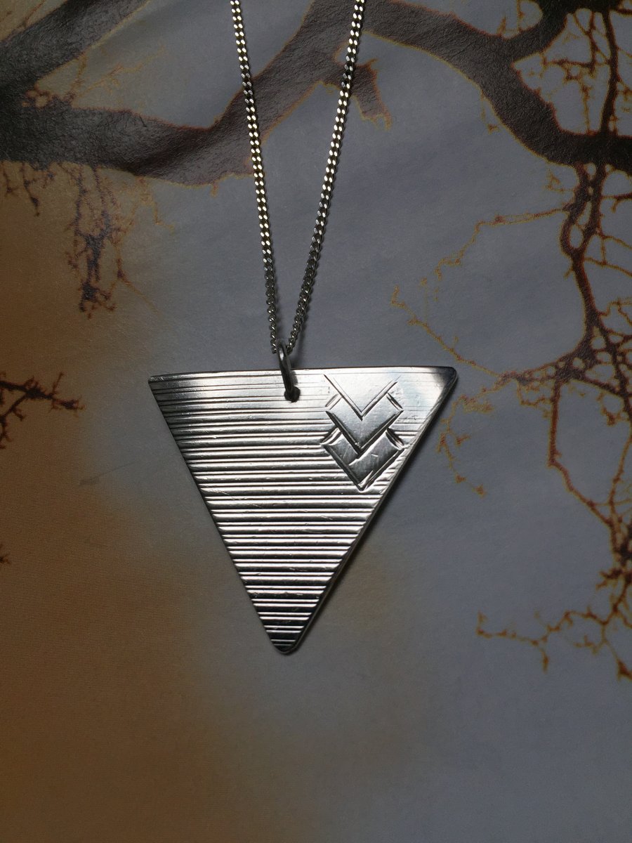 Art Deco triangle chevron necklace made from a silver napkin ring