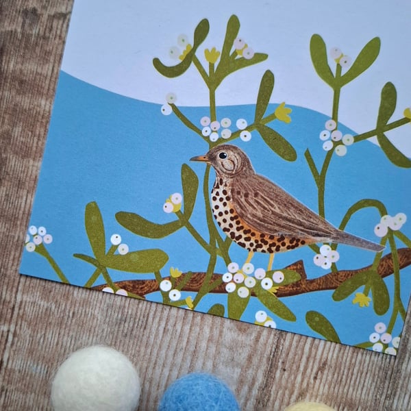 Mistle Thrush and Mistletoe Gift Notes
