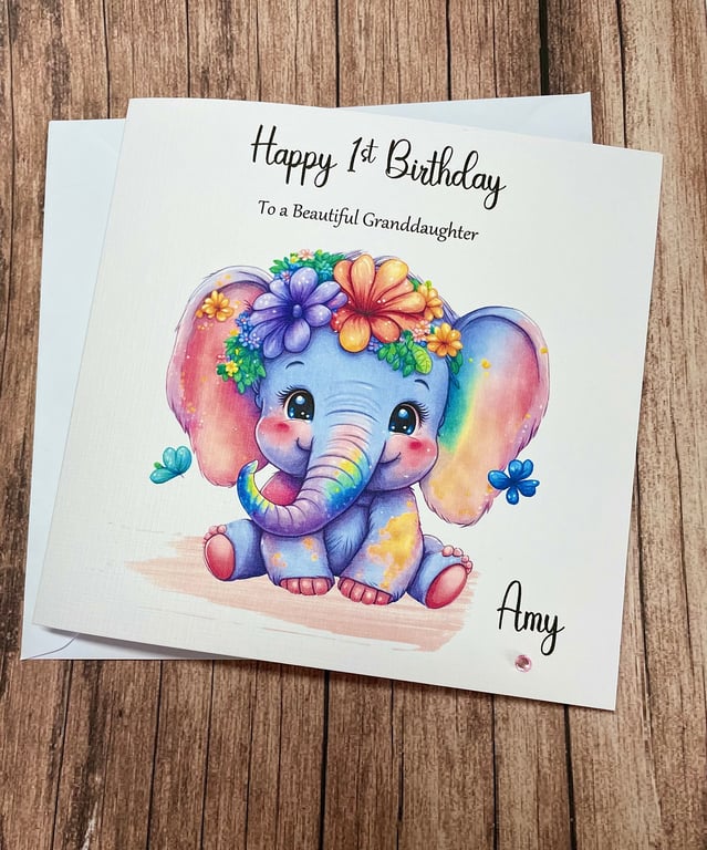 1st Personalised Elephant Birthday Card For Her Happy Birthday Daughter Niece