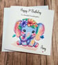 1st Personalised Elephant Birthday Card For Her Happy Birthday Daughter Niece - Image 1