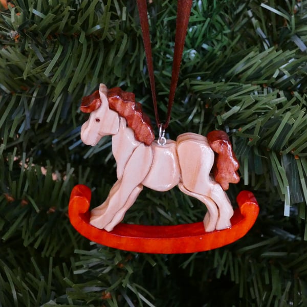 Wooden Rocking Horse Christmas Tree Decoration
