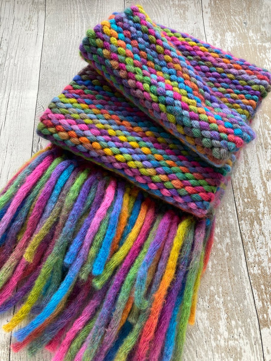 Woven vegan scarf It's rainbows all the way down