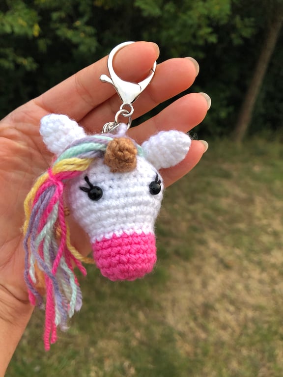 Unicorn Crochet Keyring – Handmade Rainbow Amigurumi Charm