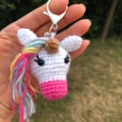 Unicorn Crochet Keyring – Handmade Rainbow Amigurumi Charm