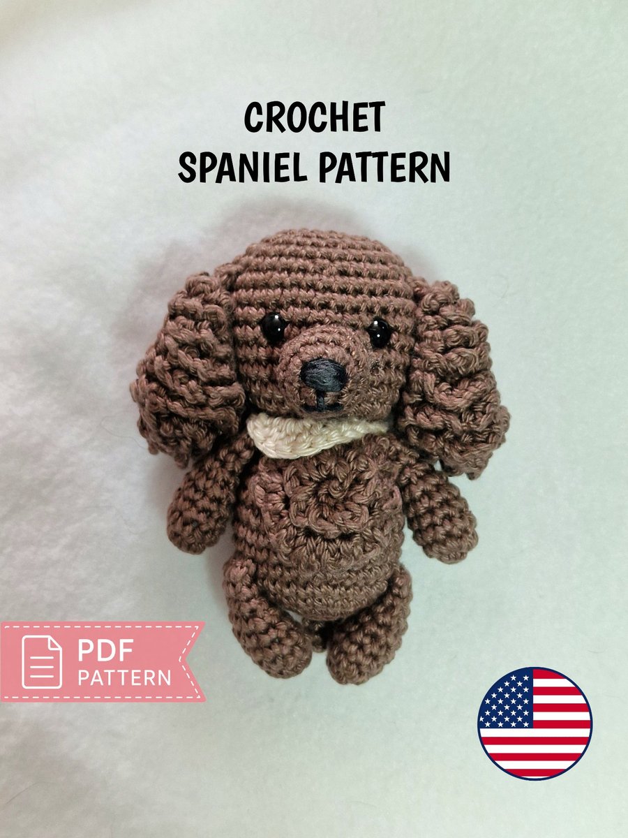 Spaniel Dog Crochet PDF - Amigurumi Puppy Pattern - Bag Charm & Keychain