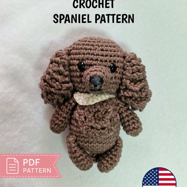 Spaniel Dog Crochet PDF - Amigurumi Puppy Pattern - Bag Charm & Keychain
