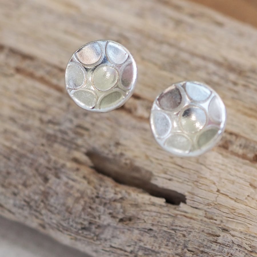 Sterling silver domed stud earrings, unisex silver jewellery, earring studs