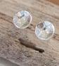 Sterling silver domed stud earrings, unisex silver jewellery, earring studs - Image 1