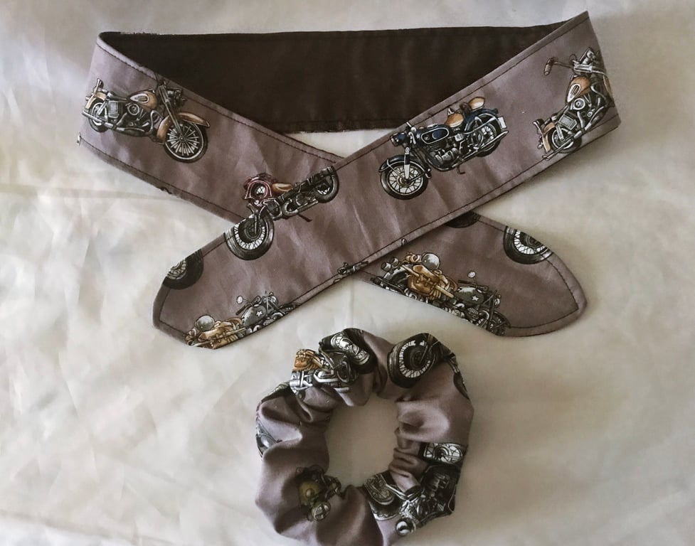 Motorcycle Headband, Motorbike Scrunchie, Hair Accesories, Biker Chick