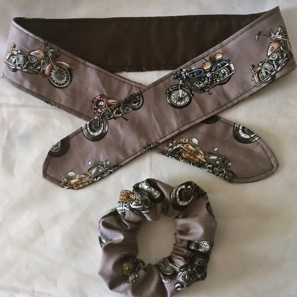 Motorcycle Headband, Motorbike Scrunchie, Hair Accesories, Biker Chick