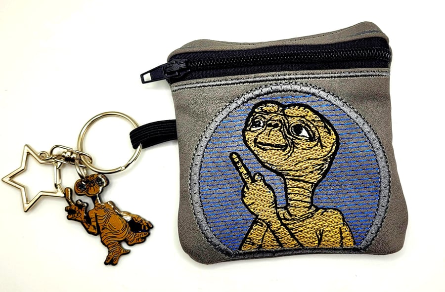 ET Middle Finger Fun Coin Purse Embroidered Handmade