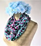 Bright Infinity Long Loop Scarf, abstract pattern, in soft cosy jersey fabric