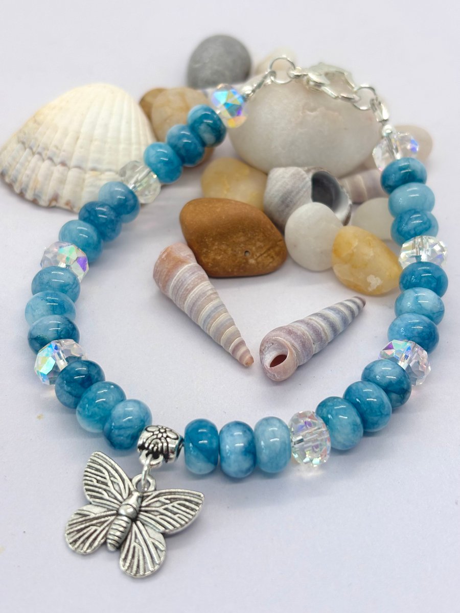 Aquamarine Butterfly Bracelet 