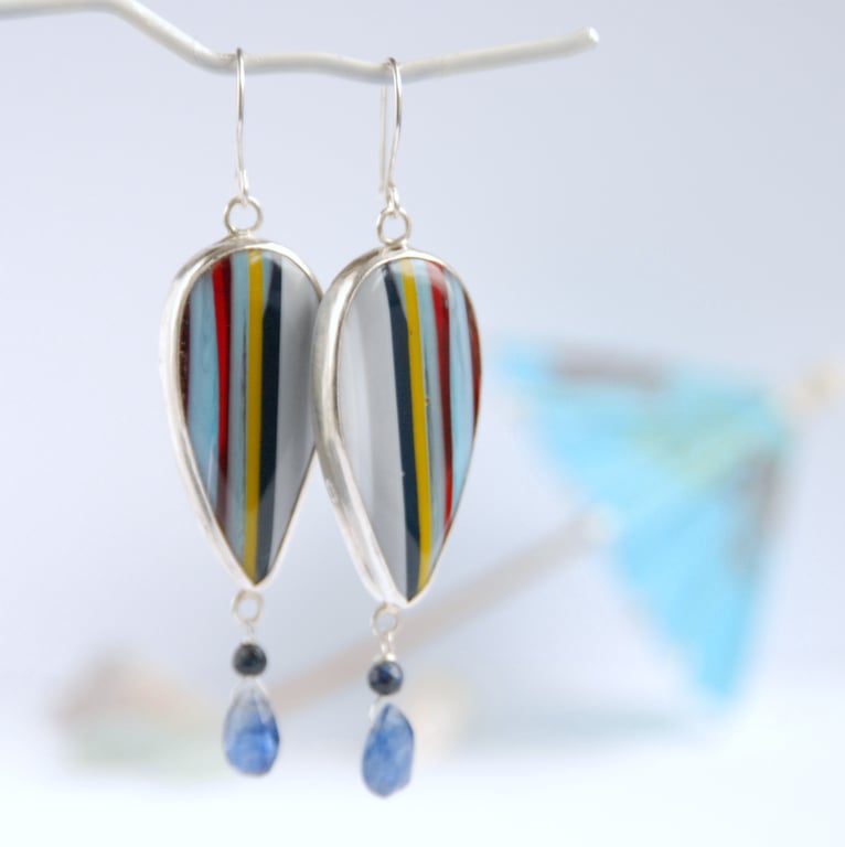 Cornish surfite and kyanite earrings 