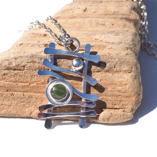 SALE ITEM Silver Jade Pendant, hallmarked, pendant necklace, arc jewellery