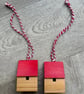 Two Wooden Building Ornaments - Plastic-Free Decorations Upcycled from Toys - Image 2