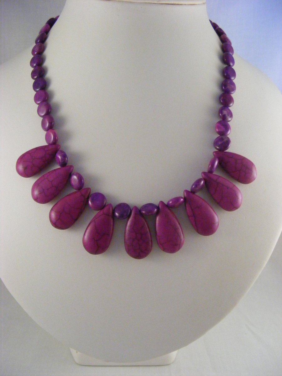 Purple Howlite Gemstone Necklace