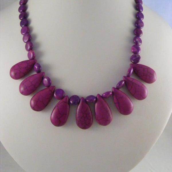 Purple Howlite Gemstone Necklace