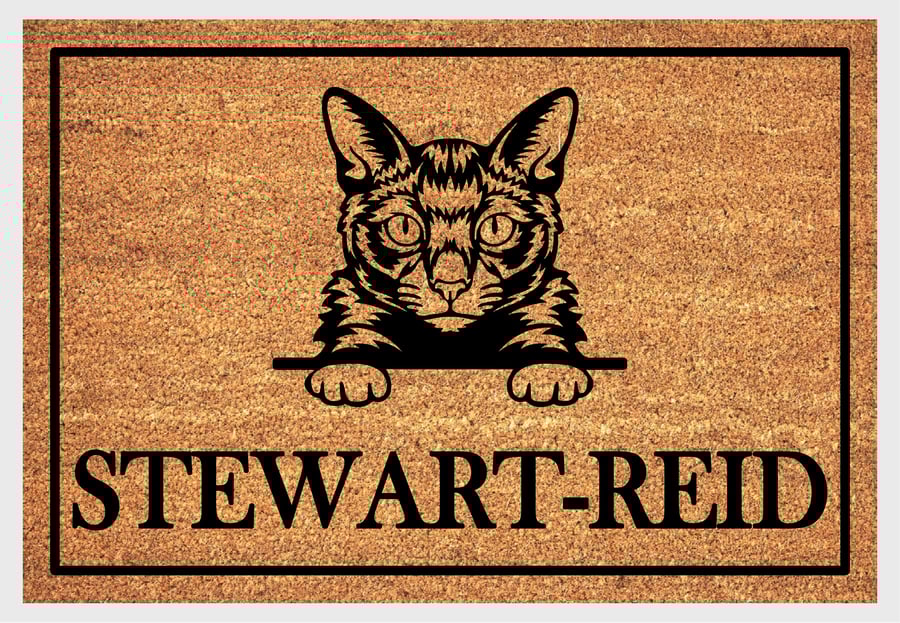 Russian Blue Cat Door Mat - Personalised Russian Blue Cat Welcome Mat - 3 Sizes