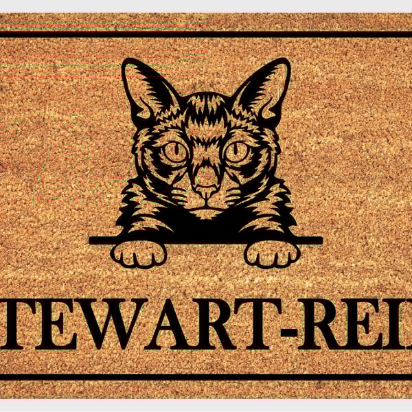 Russian Blue Cat Door Mat - Personalised Russian Blue Cat Welcome Mat - 3 Sizes