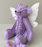 Fairy artist bear, hand embroidered one of a kind collectable teddy bear