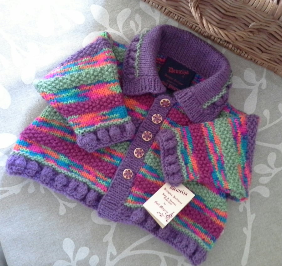 Baby Girl's Hand Knitted Cardigan  3-9 months size