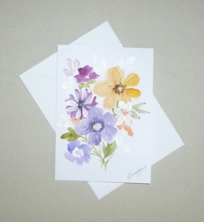 hand painted original art blank greetings card ( ref FA 211 B3 )